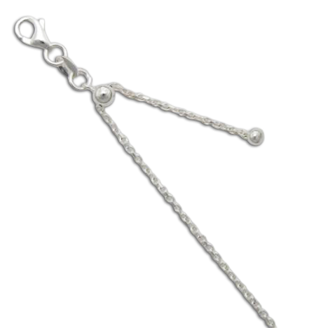 Adjustable to 22" Diamond Cut Cable Chain: Sterling Silver