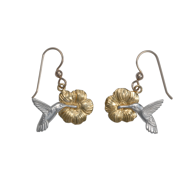 Hummingbirds w/ Flowers Earrings