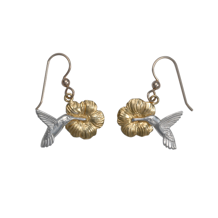 Hummingbirds w/ Flowers Earrings