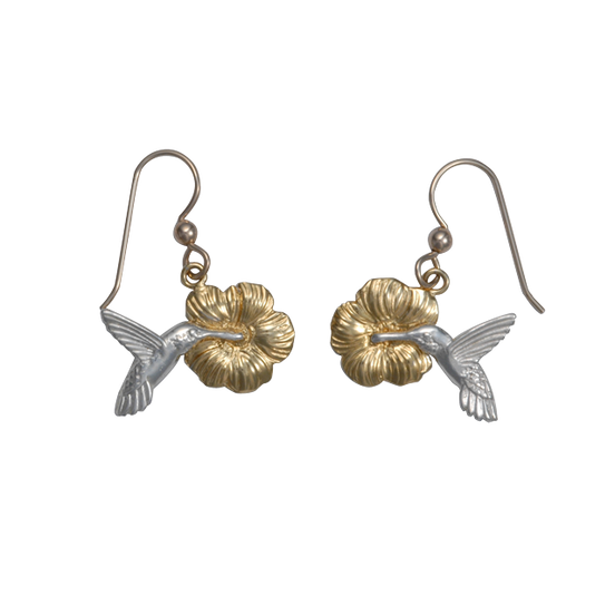 Hummingbirds w/ Flowers Earrings
