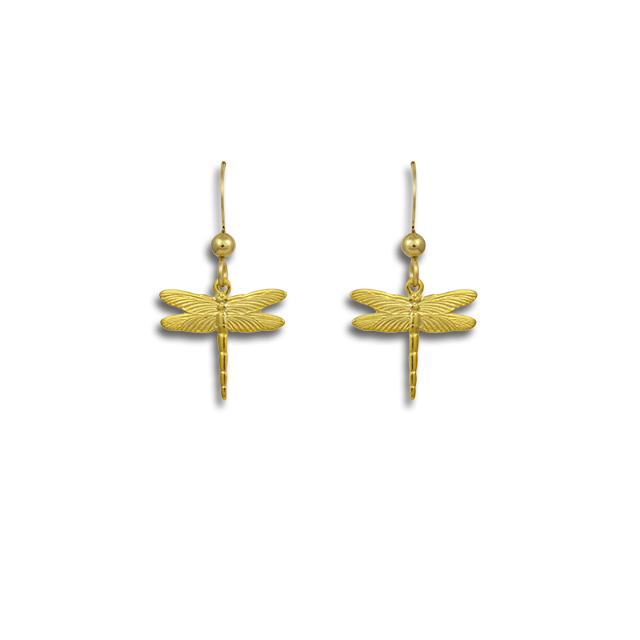 Tiny Dragonfly Gold-Plated Charm Earrings
