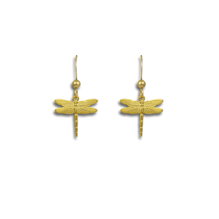 Tiny Dragonfly Gold-Plated Charm Earrings