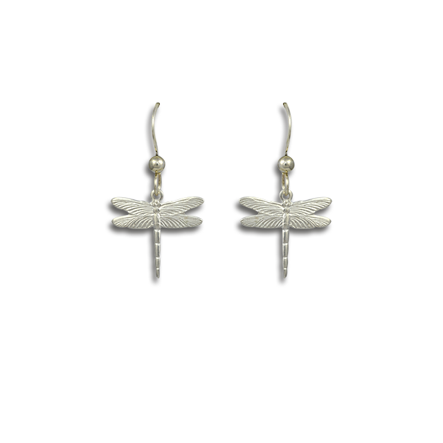 Tiny Dragonfly Silver Charm Earrings