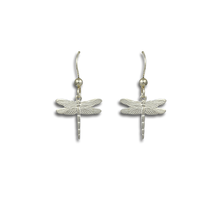 Tiny Dragonfly Silver Charm Earrings