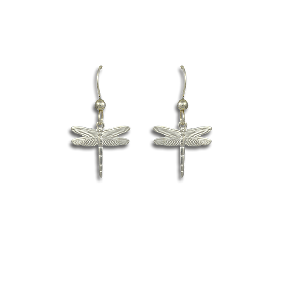 Tiny Dragonfly Silver Charm Earrings
