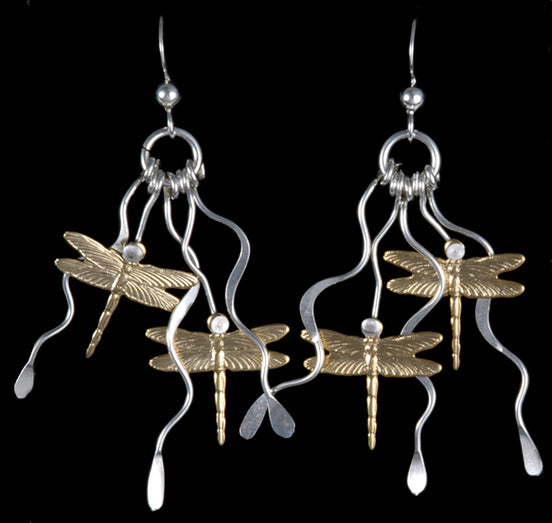 Dragonflies in the Sterling Weeds Earrings