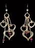 3 Open Hearts w/ Beads Earrings