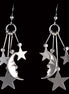 Sterling MoonFace W/Stars Dangle Earrings