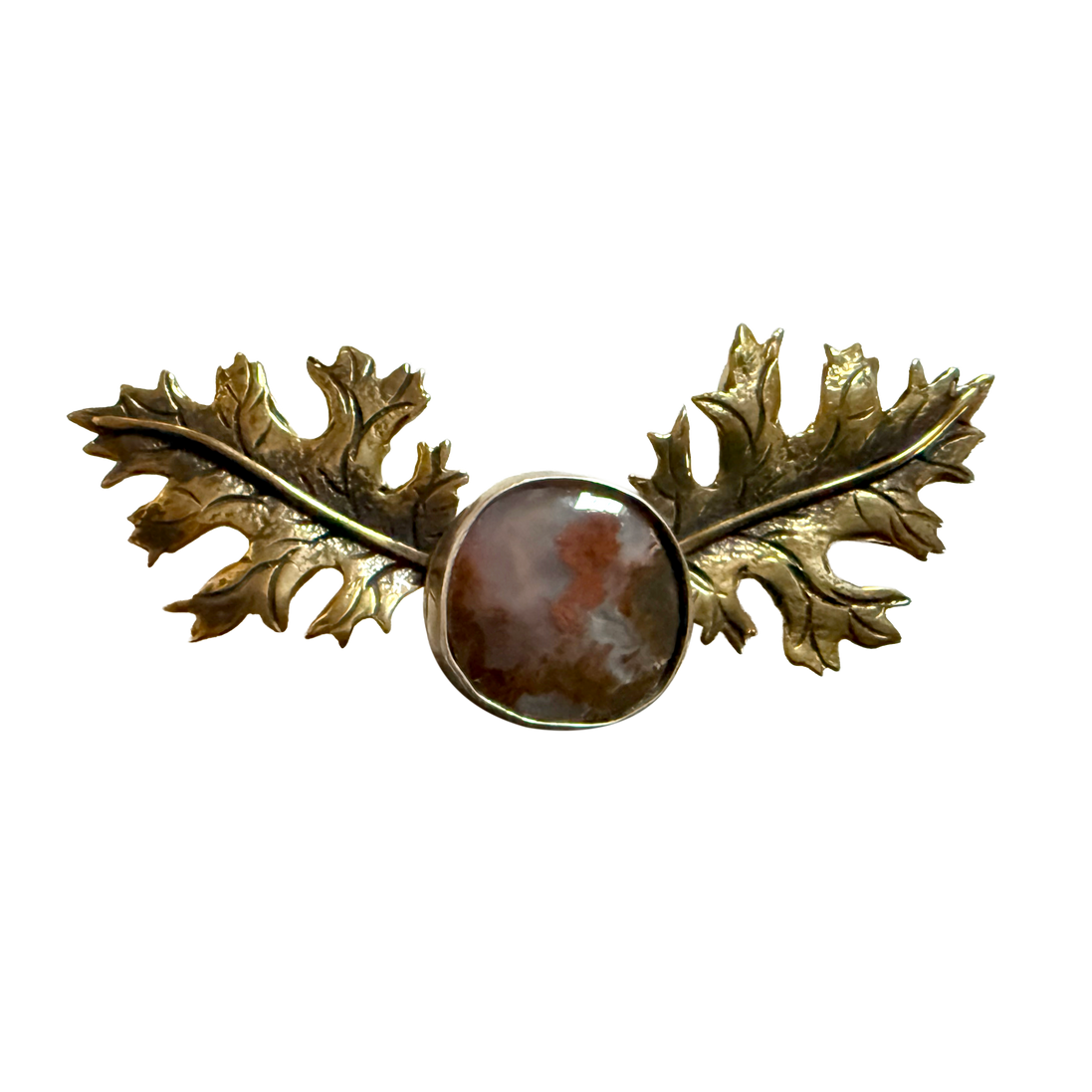 Oak Leaves Neckslide in Sterling with an Agate