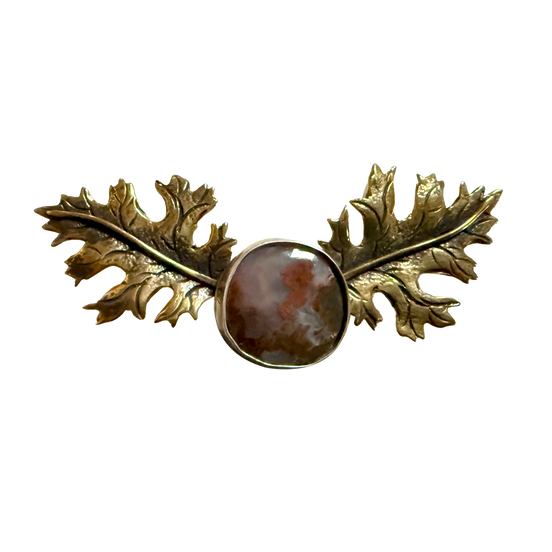 Oak Leaves Neckslide in Sterling with an Agate