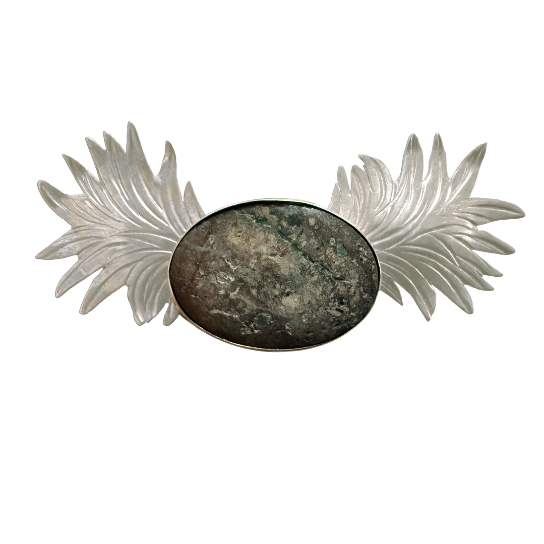 Leafy Neckslide in Sterling w/ Serpentine Stone