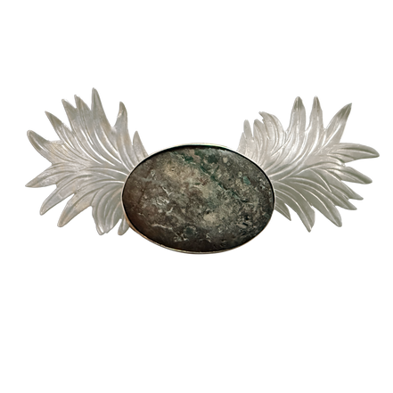 Leafy Neckslide in Sterling w/ Serpentine Stone