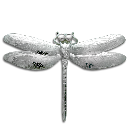 Dragonfly Pin/Pendant (largest - 4.75") in Sterling with Opal Eyes