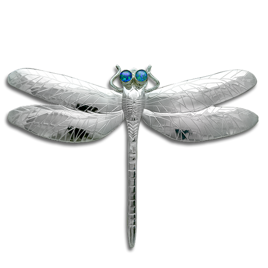 Dragonfly Pin/Pendant (largest - 4.75") in Sterling with Opal Eyes