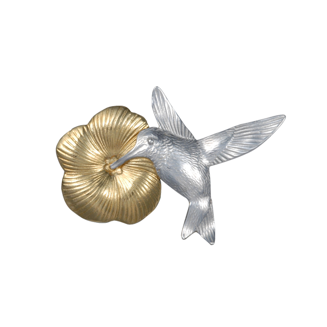 Hummingbird/Flower Pin/Pendant - 1.7"