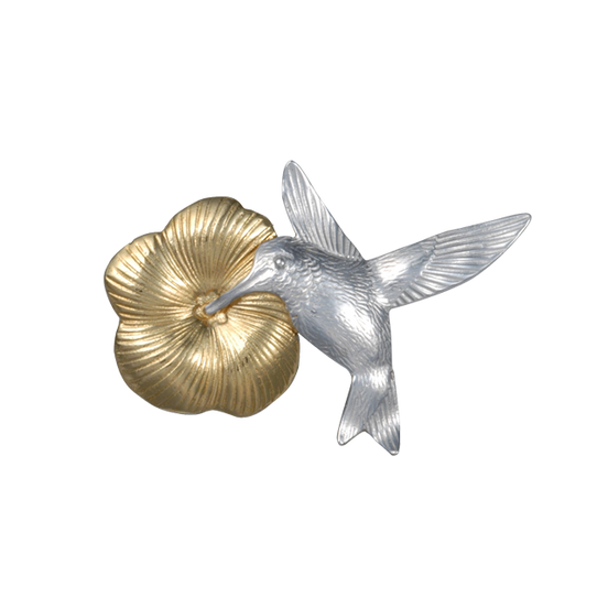 Hummingbird/Flower Pin/Pendant - 1.7"