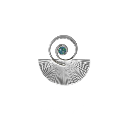 Spiral Fan Pin/Pendant with Opal in Sterling Silver