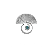 Spiral Fan Pin/Pendant with Opal in Sterling Silver