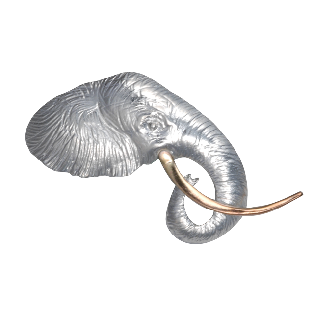 Elephant Head Profile Pin/Pendant