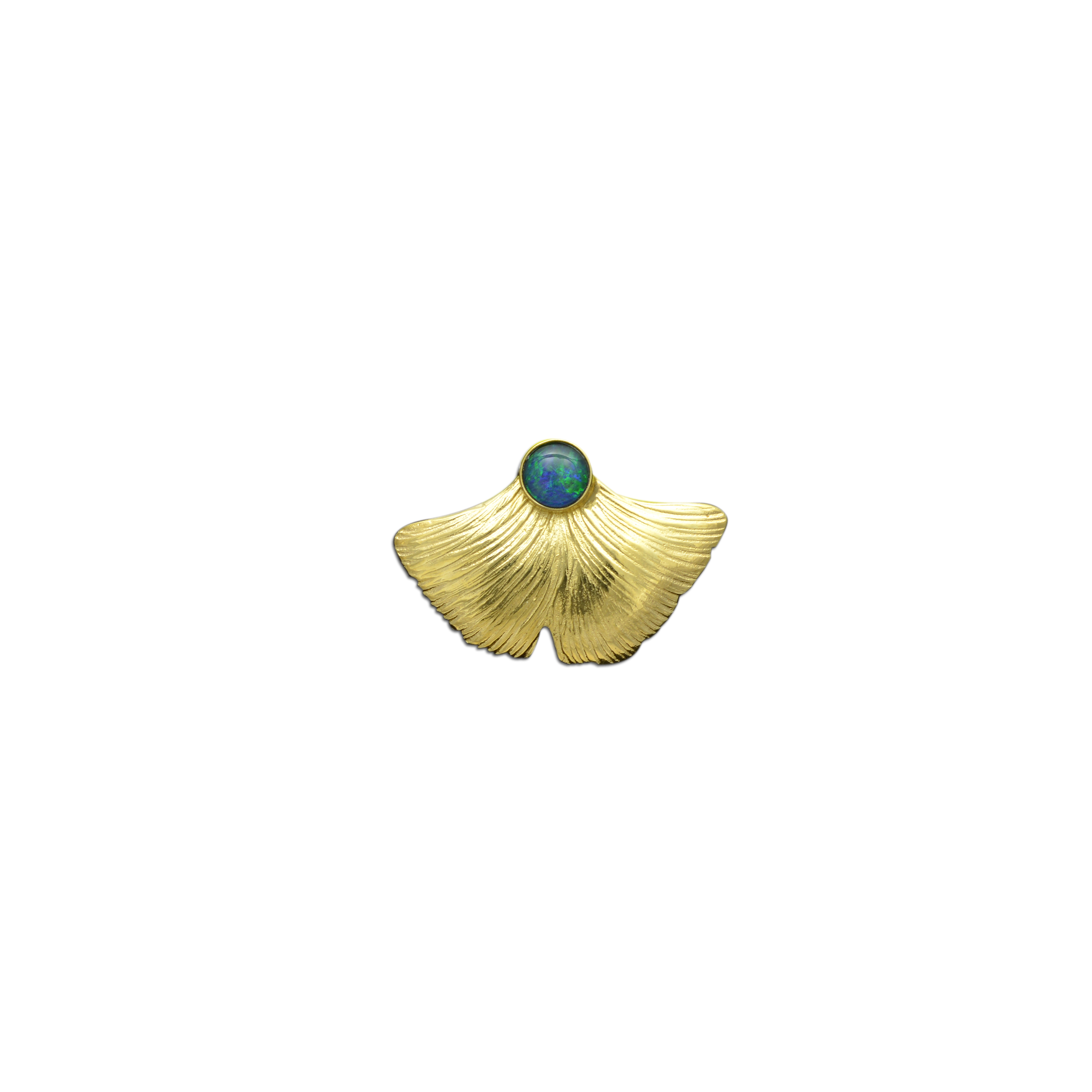 Ginkgo Pin or Pendant with Opal