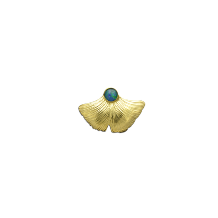 Ginkgo Pin or Pendant with Opal