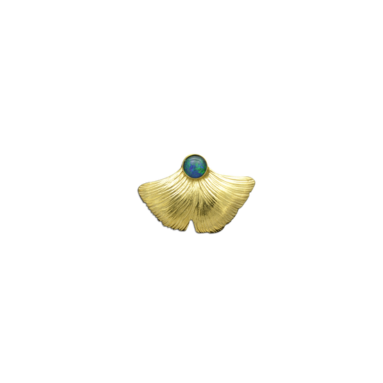 Ginkgo Pin or Pendant with Opal