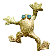 Flying Frog Pin/Pendant (opal eyes)