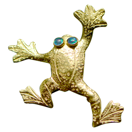 Flying Frog Pin/Pendant (opal eyes)