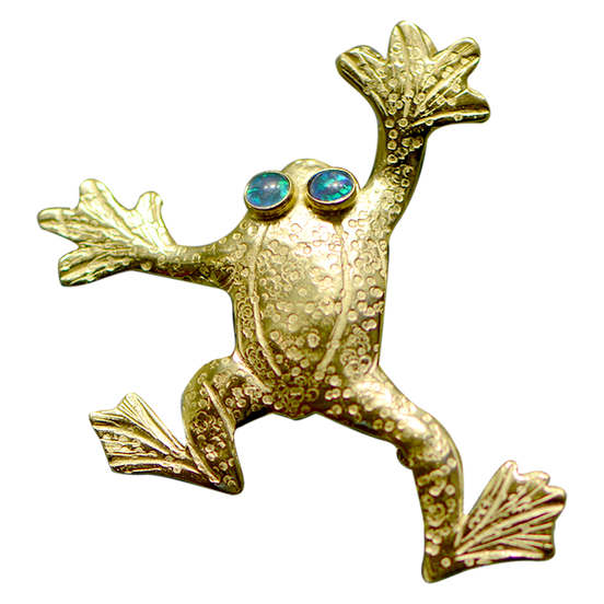 Flying Frog Pin/Pendant (opal eyes)