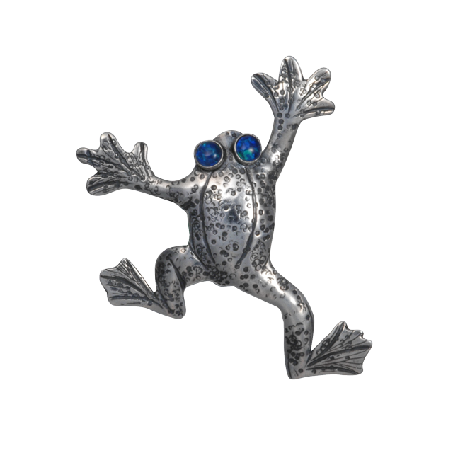 Flying Frog Pin/Pendant (opal eyes)