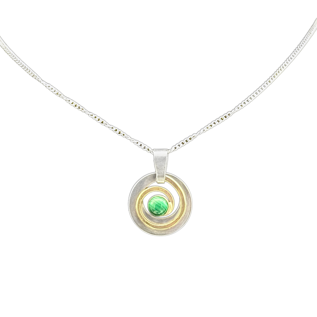 Spiral in Hoop Necklace with Malachite