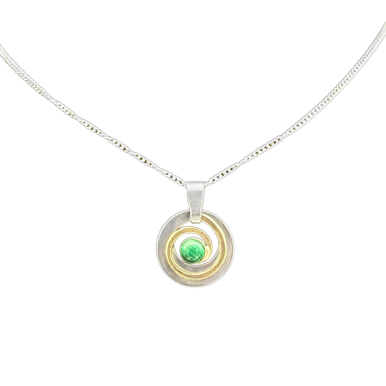 Spiral in Hoop Necklace with Malachite