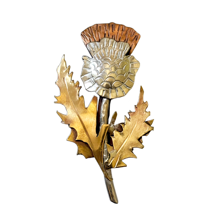 Thistle Pin or Pendant in Sterling, Brass and Copper