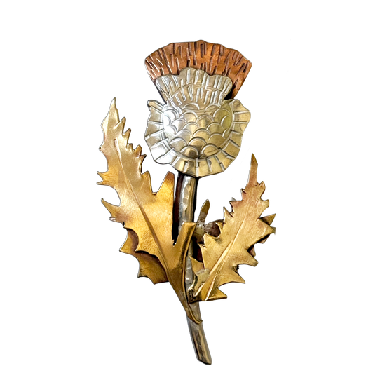 Thistle Pin or Pendant in Sterling, Brass and Copper