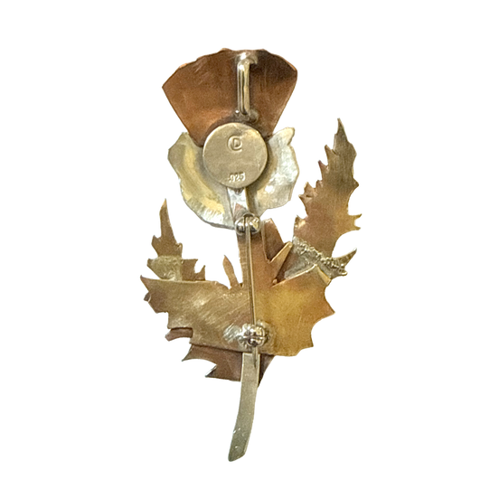 Thistle Pin or Pendant in Sterling, Brass and Copper