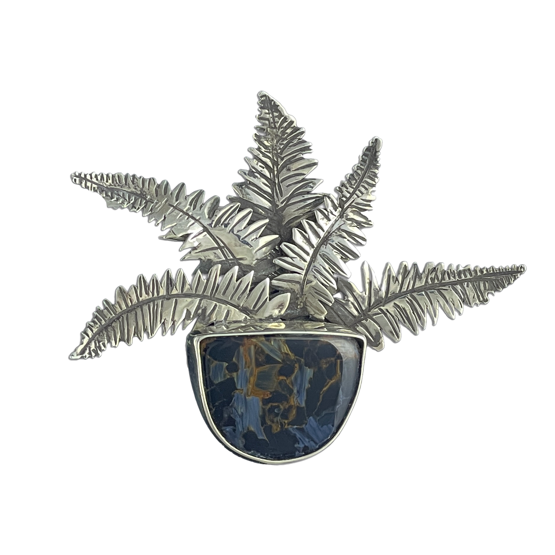 Fern Leaves with Pietersite Pin/Pendant: SS