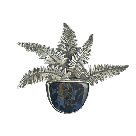 Fern Leaves with Pietersite Pin/Pendant: SS