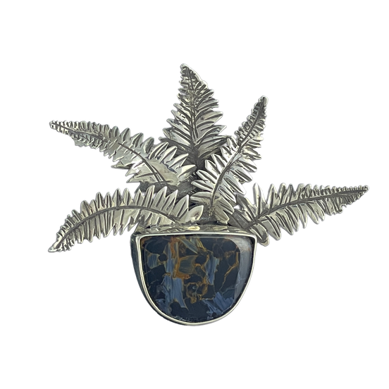 Fern Leaves with Pietersite Pin/Pendant: SS