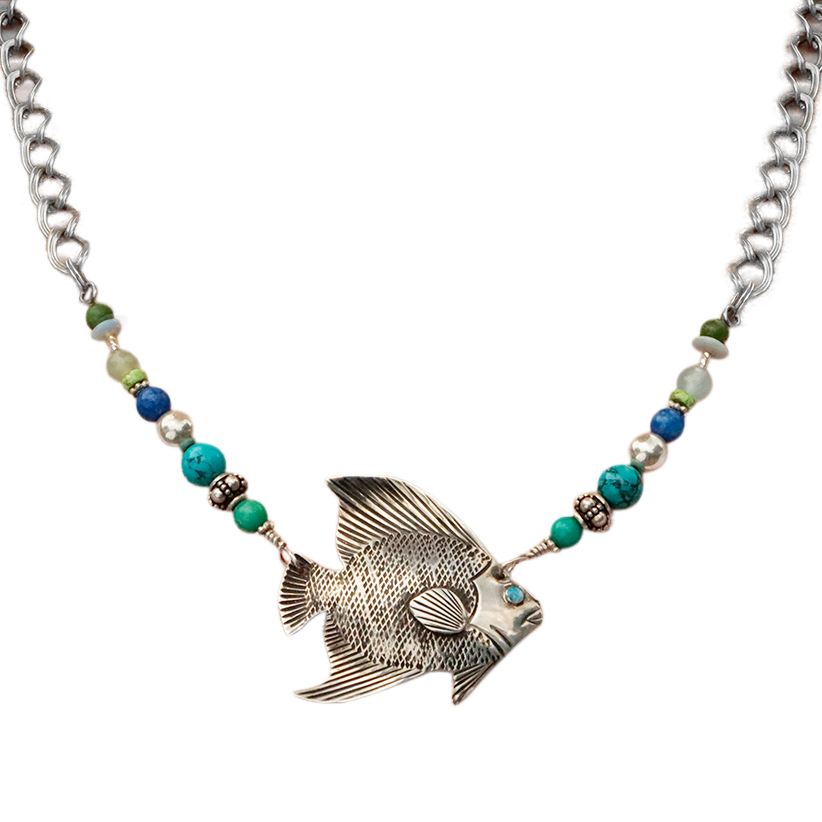 Seaside Angelfish Necklace with Gemstones