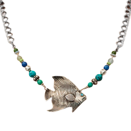 Seaside Angelfish Necklace with Gemstones
