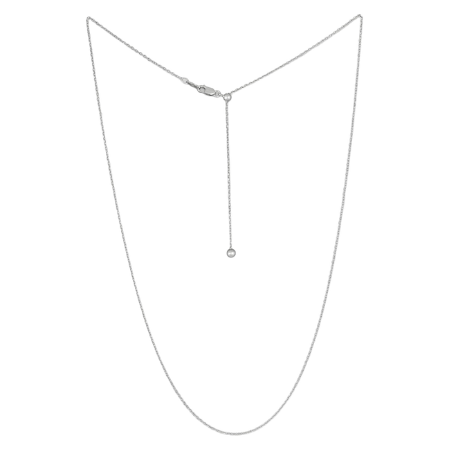 Adjustable to 22" Diamond Cut Cable Chain: Sterling Silver