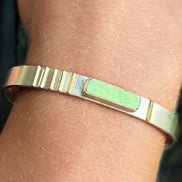 Slim Mixed-Metal Cuff with Chrysoprase, Sterling Silver, and 14k Gold